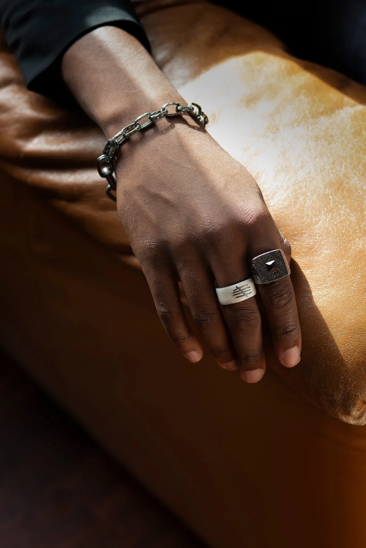 TRIUMPH Burnished Matte Silver Ring with Ivory Enamel sold by Marco Dal Maso product image thumbnail 2