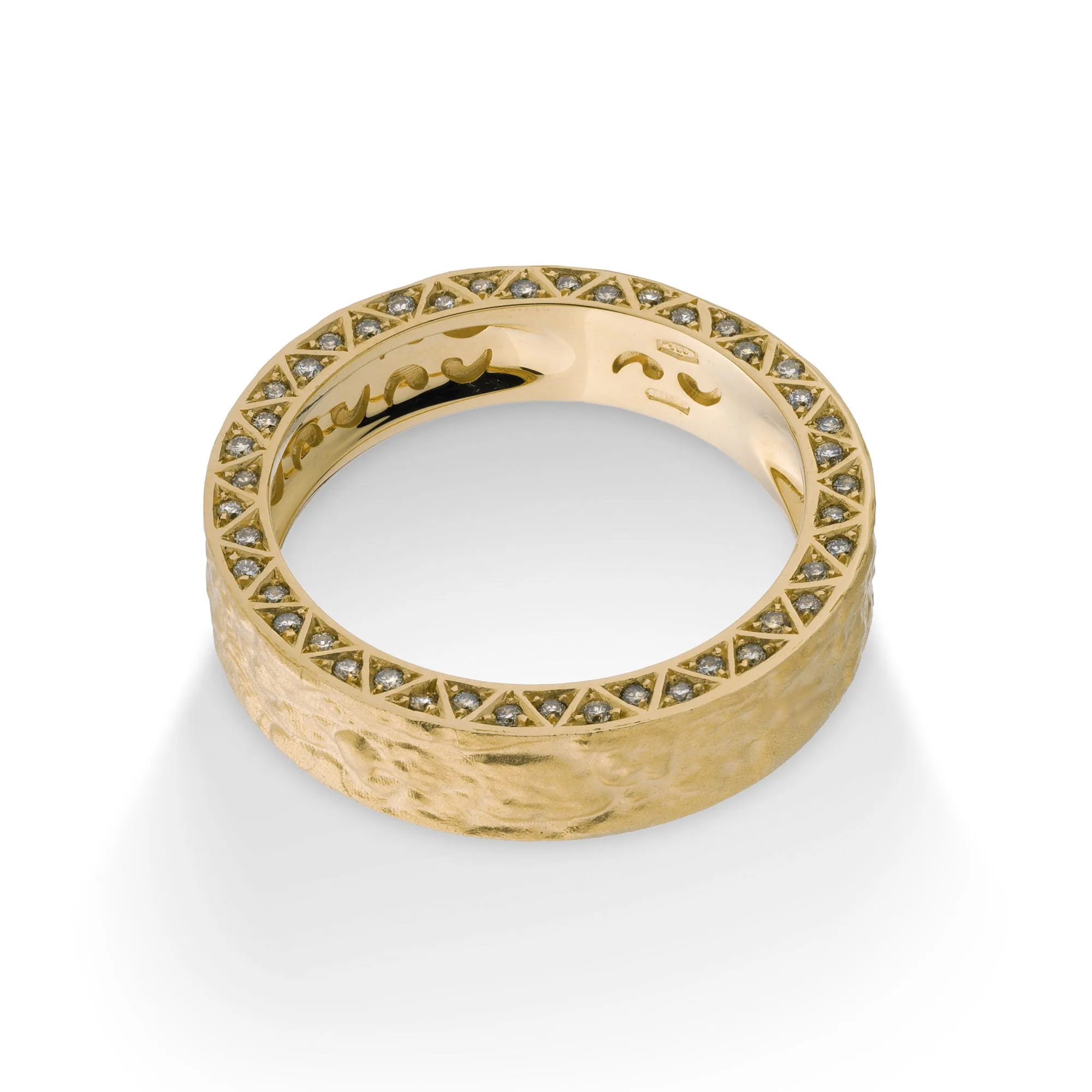 MANAWA 18kt Textured Yellow Gold Ring with Champagne Diamonds sold by Marco Dal Maso product image thumbnail 3