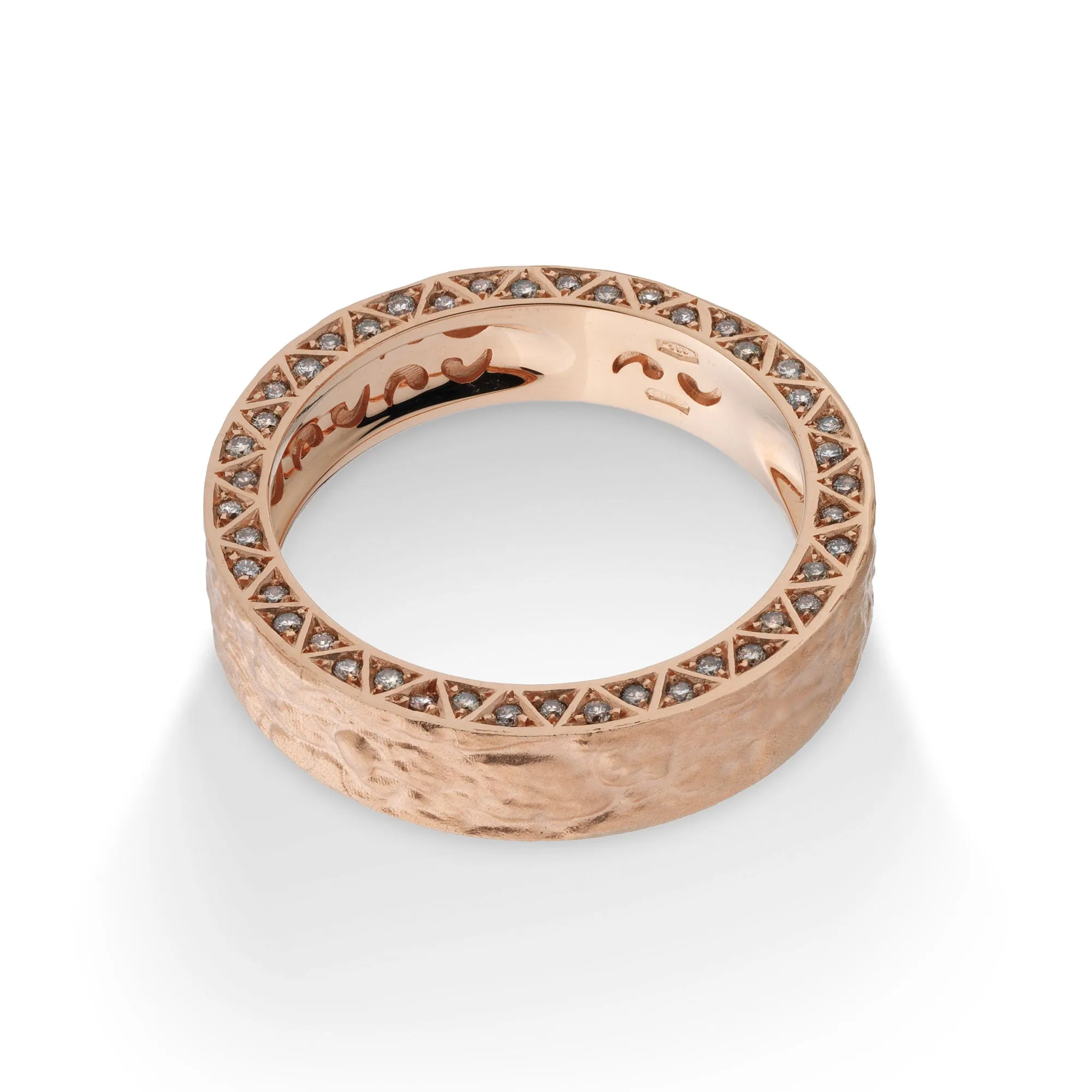 MANAWA 18kt Textured Rose Gold Ring with Champagne Diamonds sold by Marco Dal Maso product image thumbnail 3