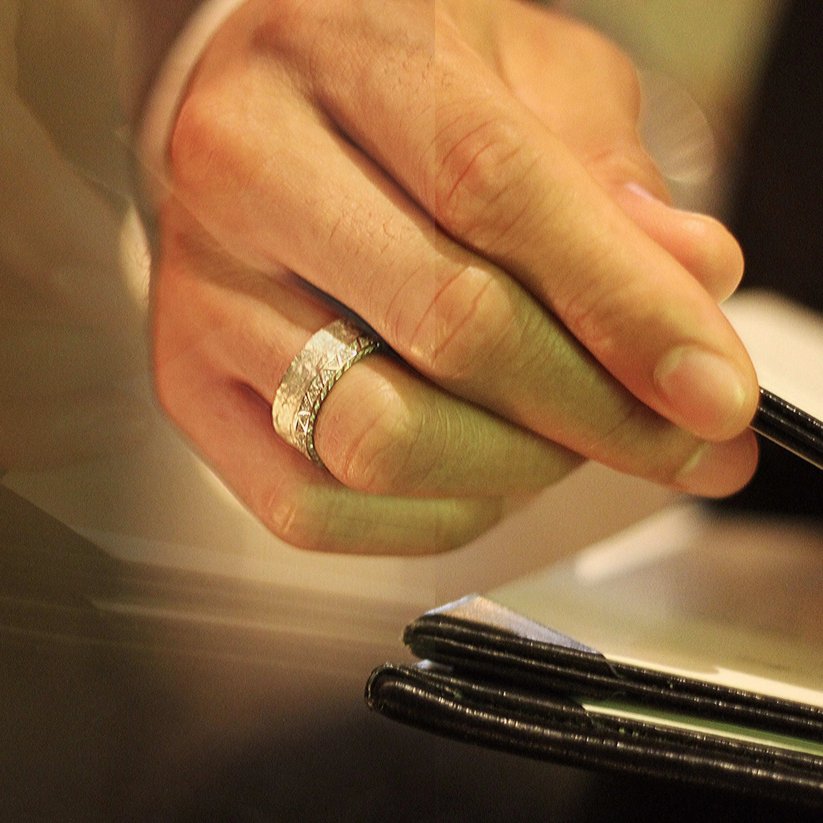 MANAWA 18kt Textured Rose Gold Ring with Champagne Diamonds sold by Marco Dal Maso product image thumbnail 2