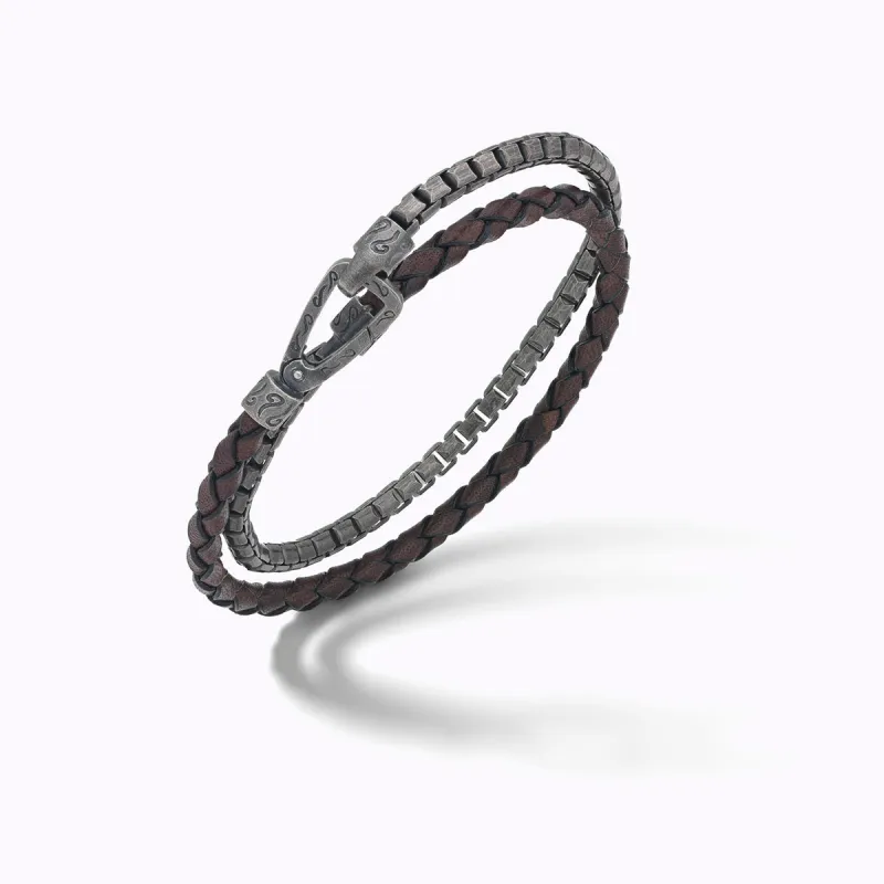 LASH Box Chain & Braided Leather Bracelet sold by Marco Dal Maso