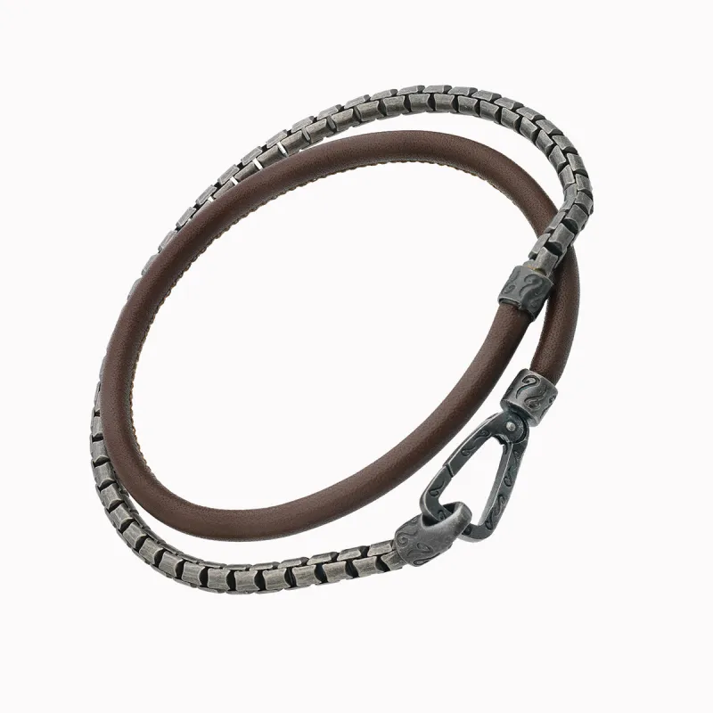 LASH Box Chain & Smooth Leather Bracelet sold by Marco Dal Maso