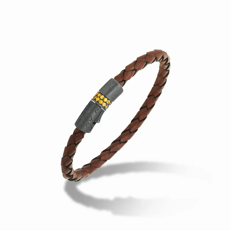 LASH Cylinder 2 Rows Gemstone Clasp Leather Bracelet sold by Marco Dal Maso