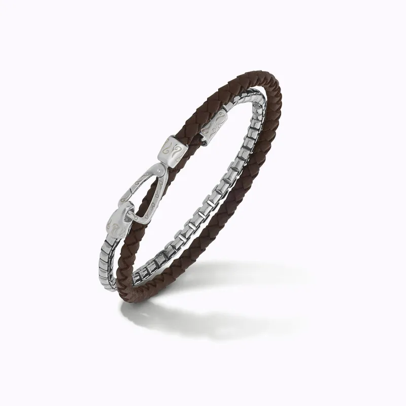 LASH Box Chain & Braided Leather Bracelet sold by Marco Dal Maso