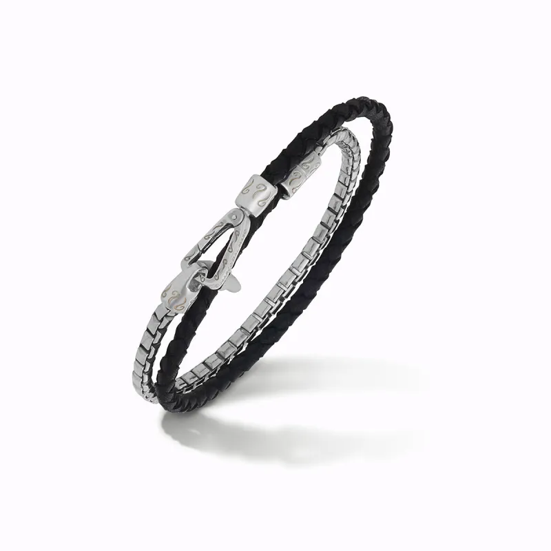 LASH Box Chain & Braided Leather Bracelet sold by Marco Dal Maso