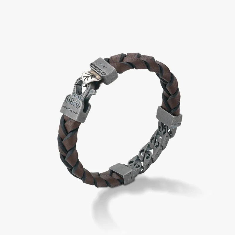 FLAMING TONGUE Chain ID Bracelet with Woven Leather sold by Marco Dal Maso