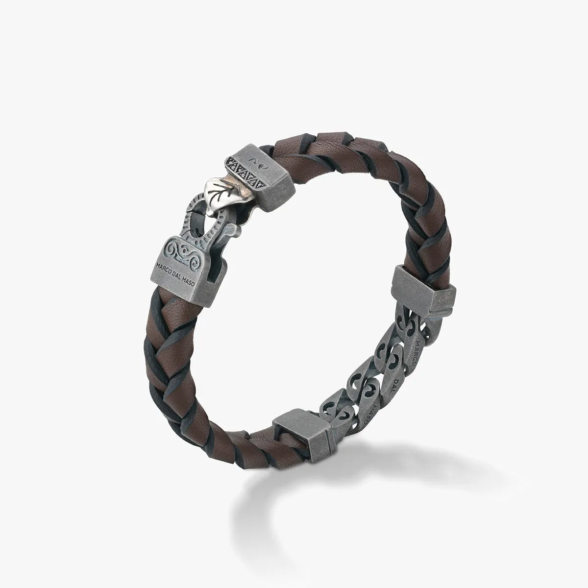 FLAMING TONGUE Chain ID Bracelet with Woven Leather sold by Marco Dal Maso