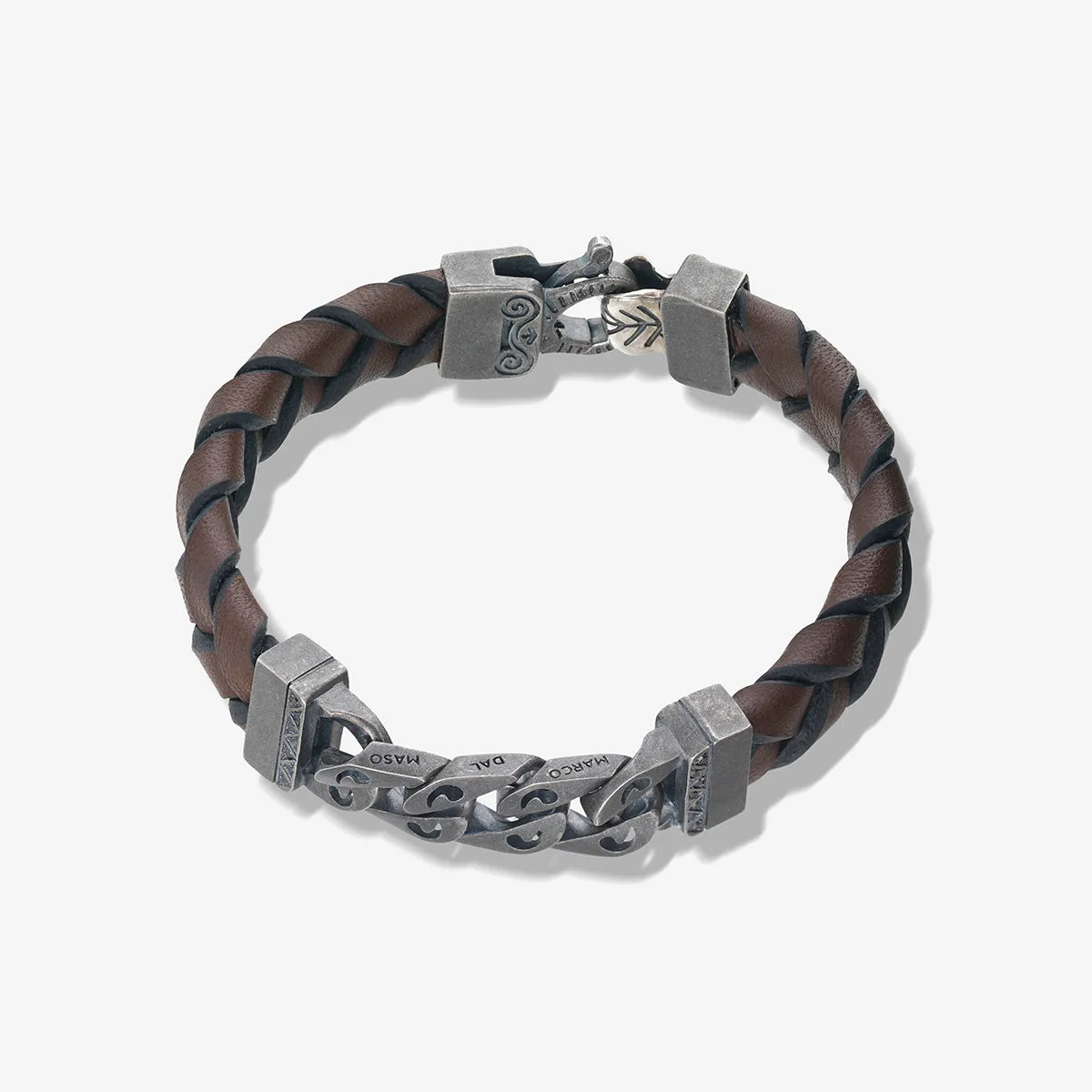 FLAMING TONGUE Chain ID Bracelet with Woven Leather sold by Marco Dal Maso product image thumbnail 4