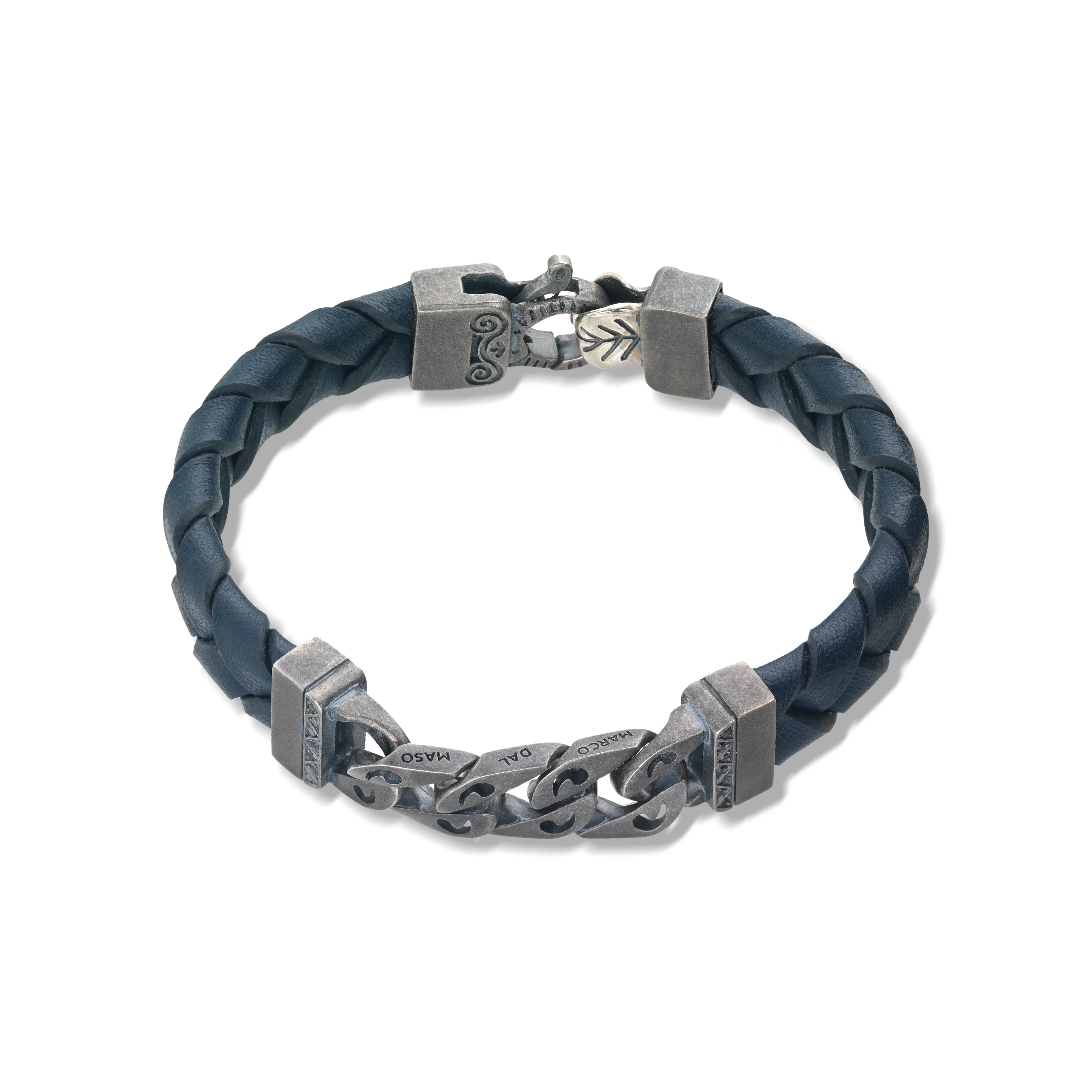 FLAMING TONGUE Chain ID Bracelet with Woven Leather sold by Marco Dal Maso product image thumbnail 5