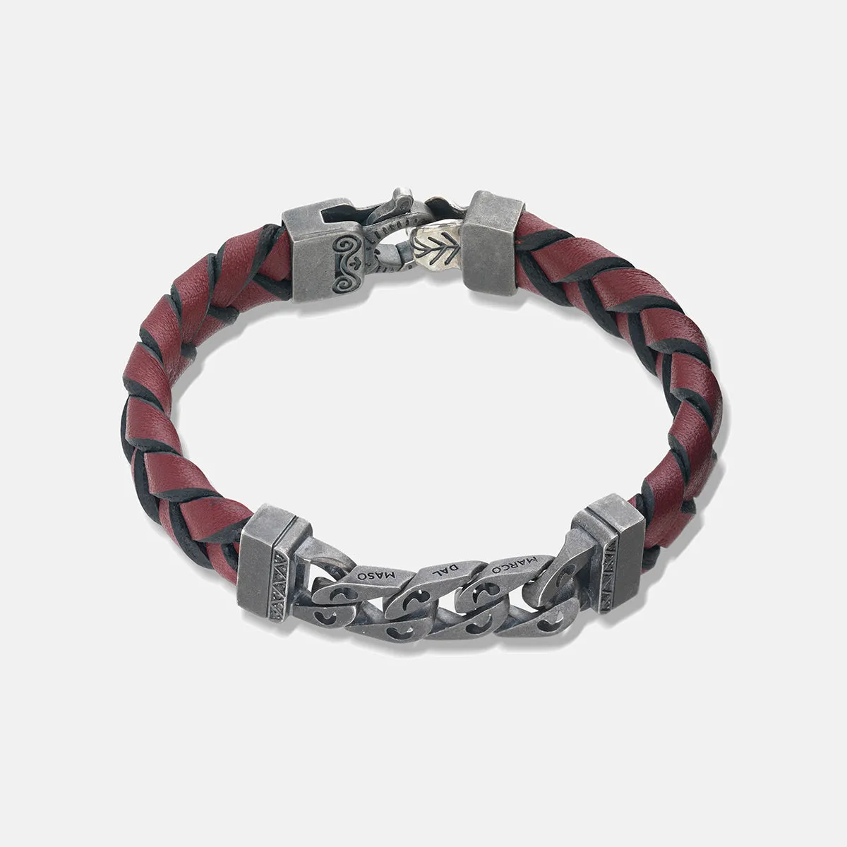 FLAMING TONGUE Chain ID Bracelet with Woven Leather sold by Marco Dal Maso product image thumbnail 4