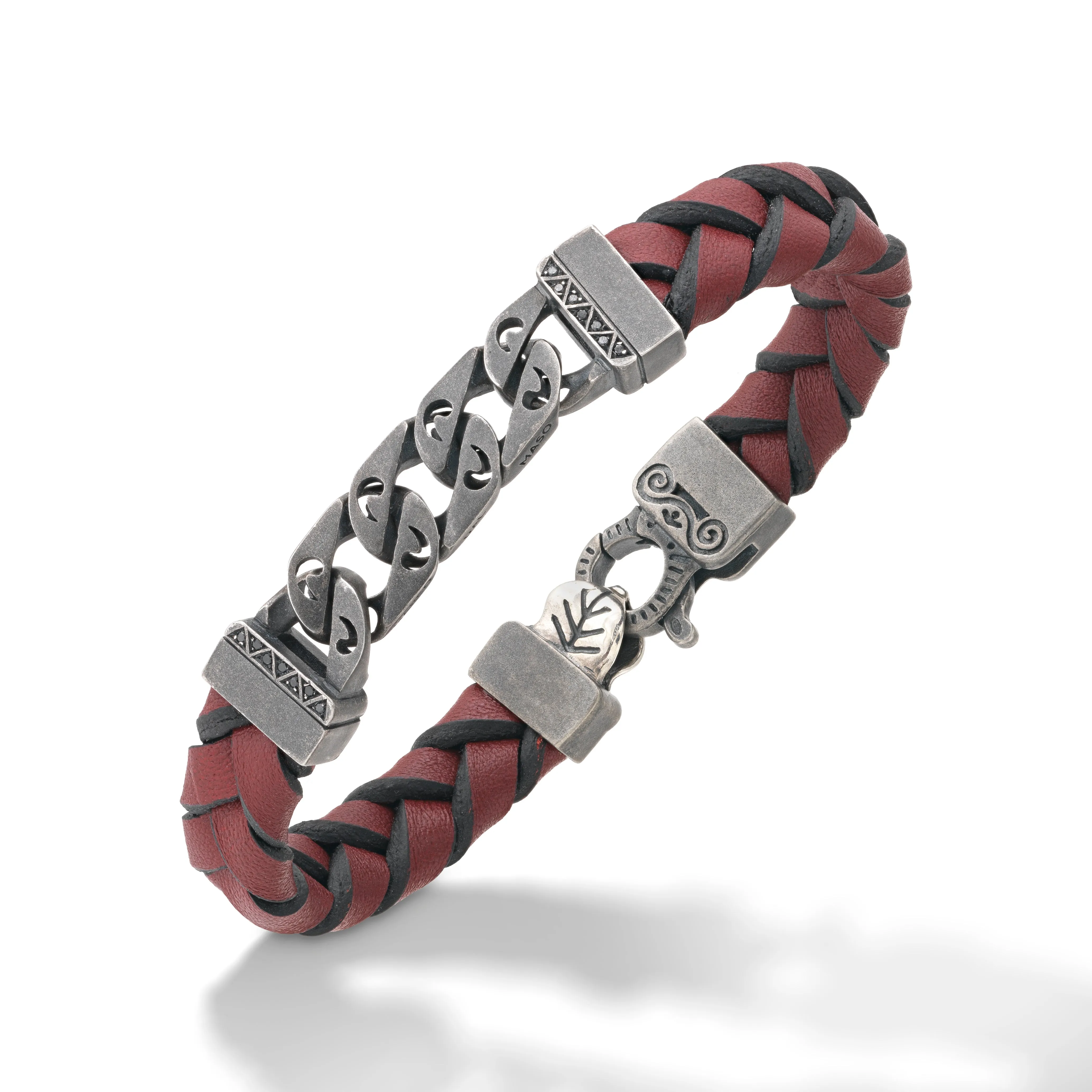 FLAMING TONGUE Chain ID Bracelet with Woven Leather sold by Marco Dal Maso product image thumbnail 2
