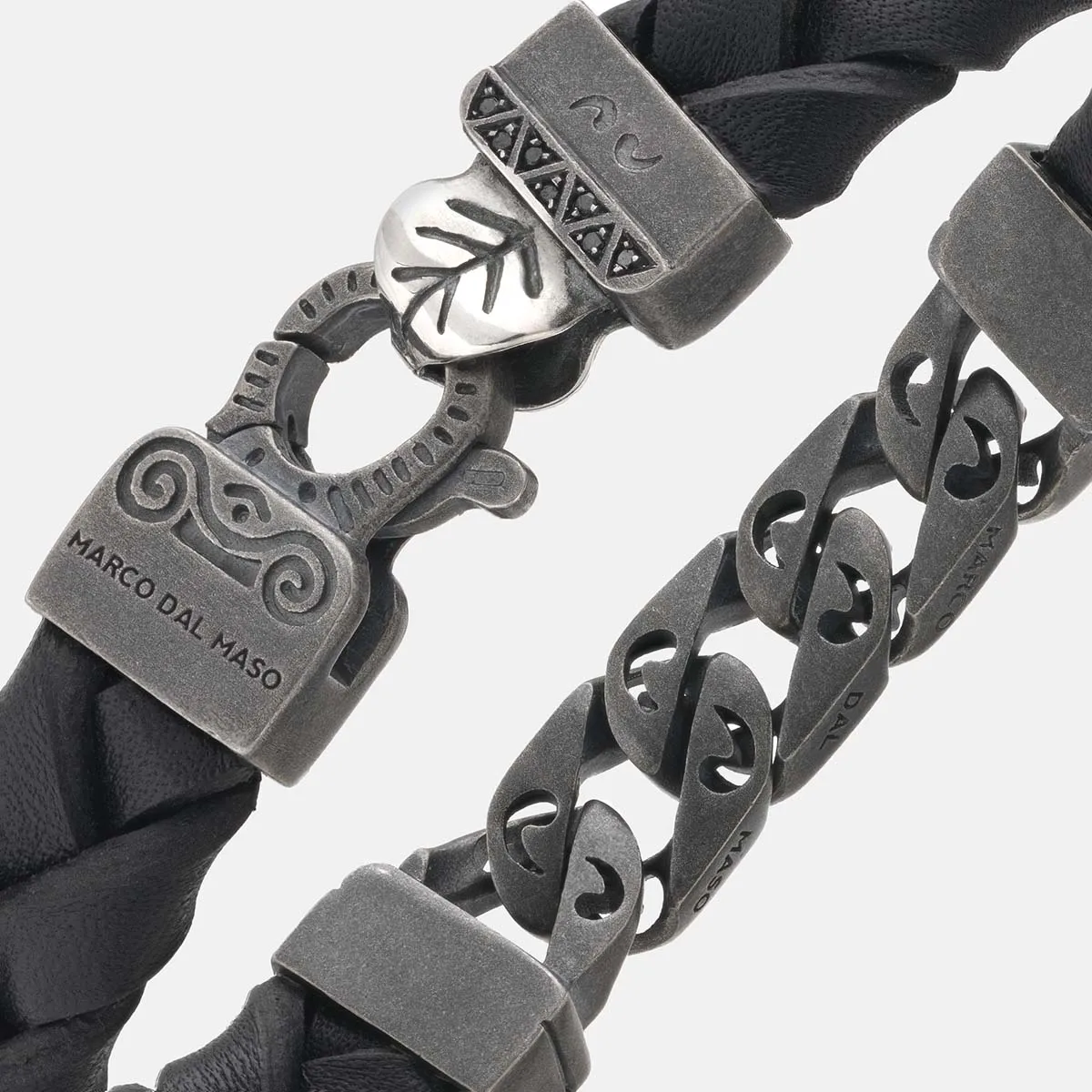 FLAMING TONGUE Chain ID Bracelet with Woven Leather sold by Marco Dal Maso product image thumbnail 3