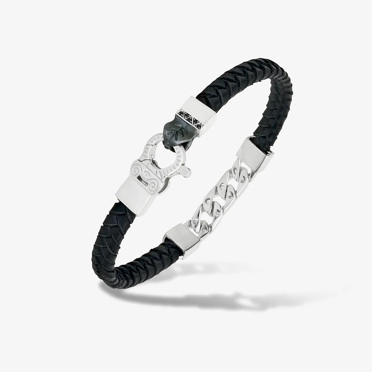 FLAMING TONGUE Chain ID Braided Leather Bracelet sold by Marco Dal Maso product image thumbnail 3