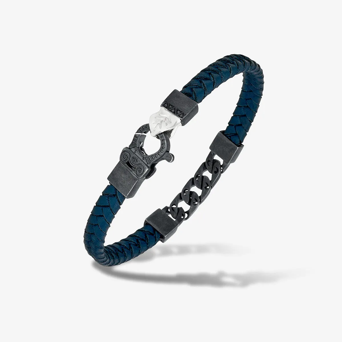 FLAMING TONGUE Chain ID Braided Leather Bracelet sold by Marco Dal Maso product image thumbnail 3