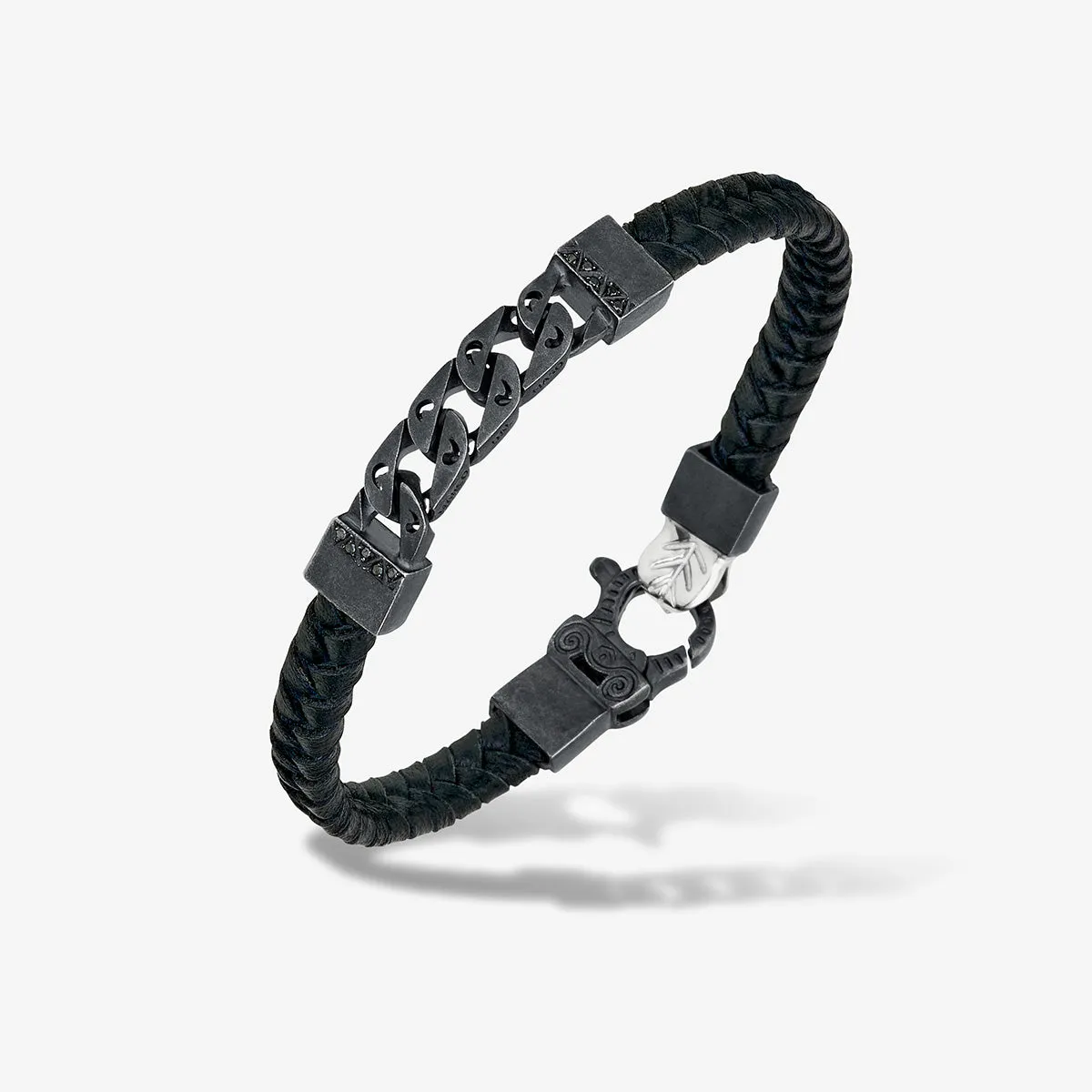 FLAMING TONGUE Chain ID Braided Leather Bracelet sold by Marco Dal Maso