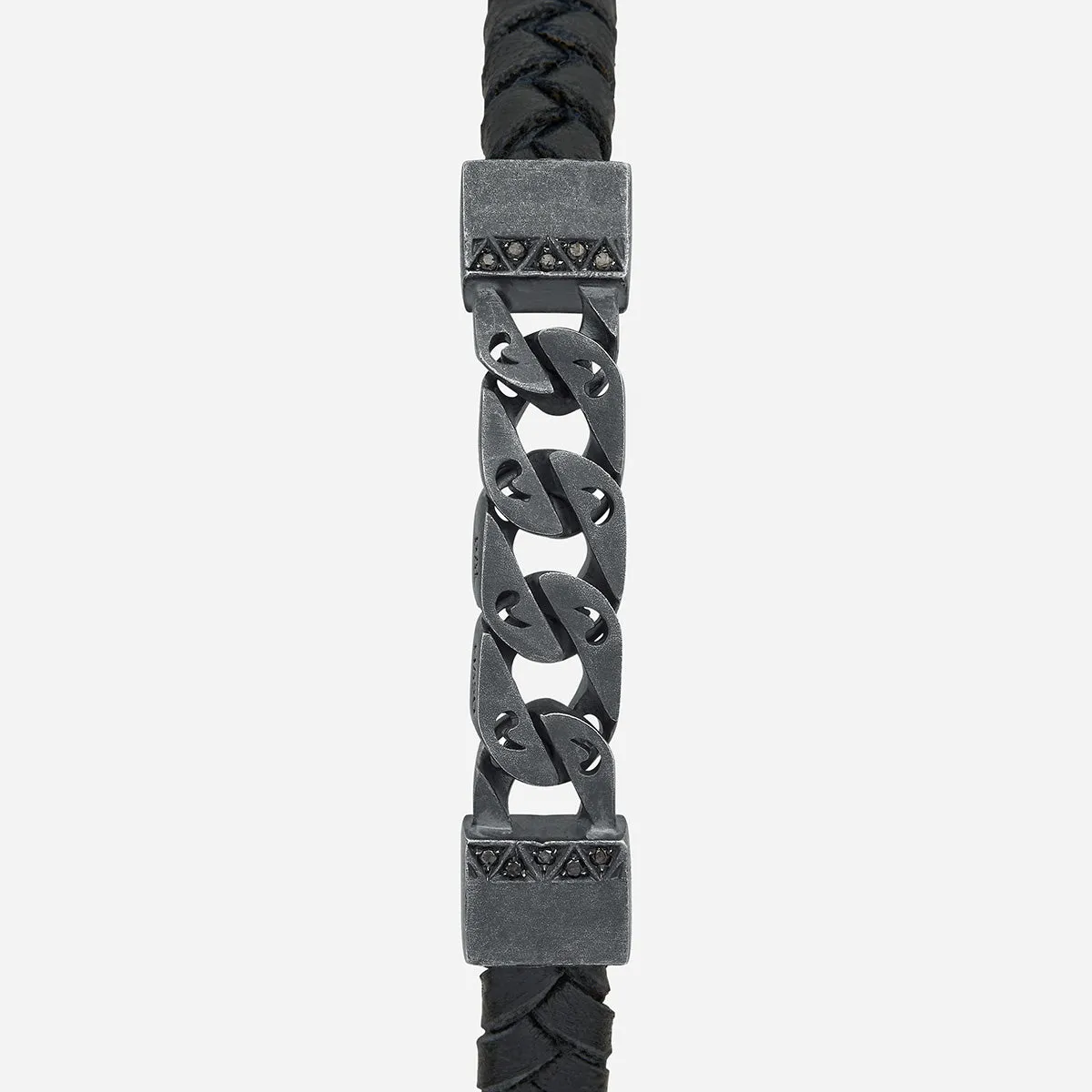 FLAMING TONGUE Chain ID Braided Leather Bracelet sold by Marco Dal Maso product image thumbnail 4