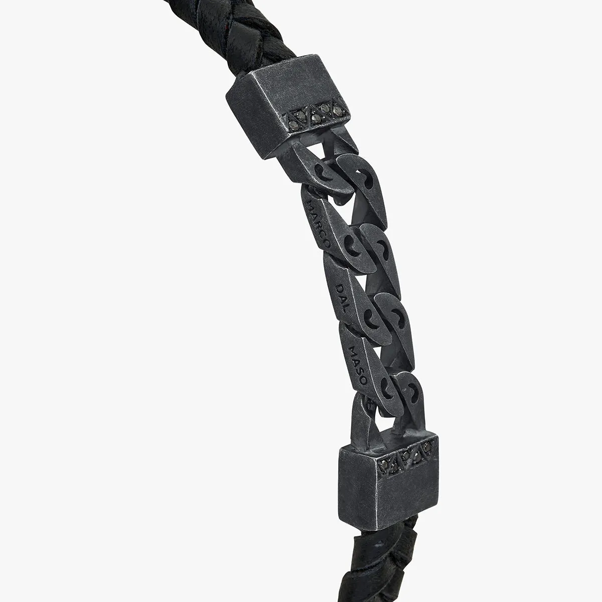 FLAMING TONGUE Chain ID Braided Leather Bracelet sold by Marco Dal Maso product image thumbnail 5