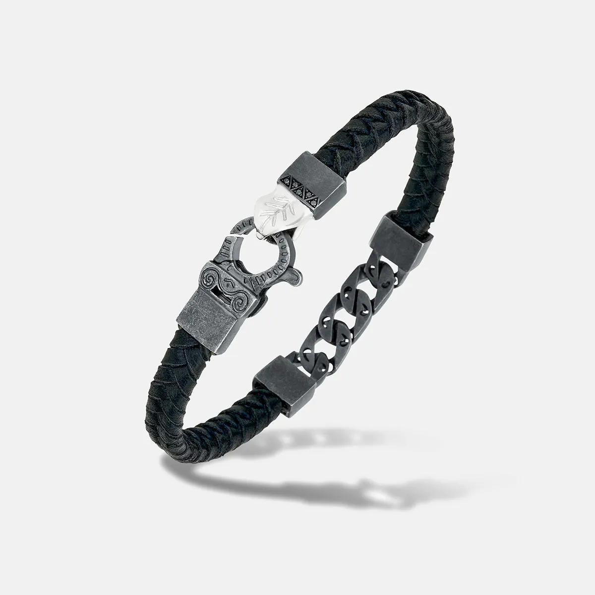 FLAMING TONGUE Chain ID Braided Leather Bracelet sold by Marco Dal Maso product image thumbnail 3