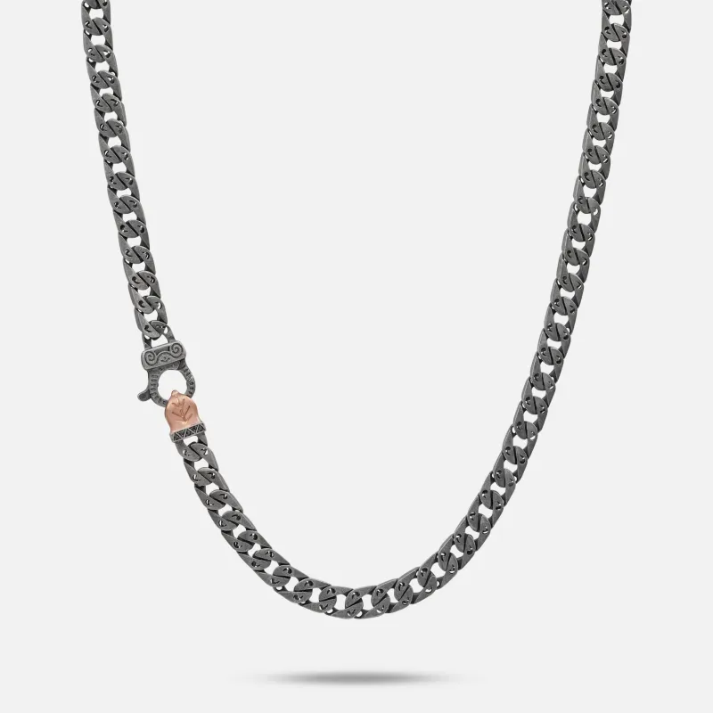 FLAMING TONGUE 6MM Necklace with Black Diamonds and Rose Gold Vermeil sold by Marco Dal Maso