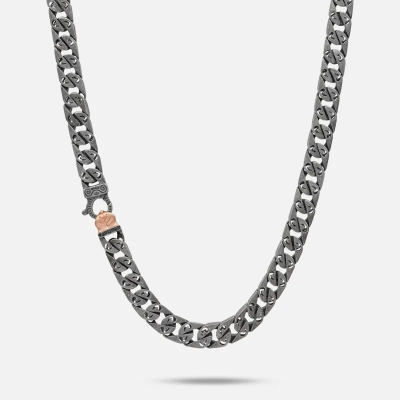 FLAMING TONGUE 9MM Necklace with Black Diamonds and Rose Gold Vermeil sold by Marco Dal Maso