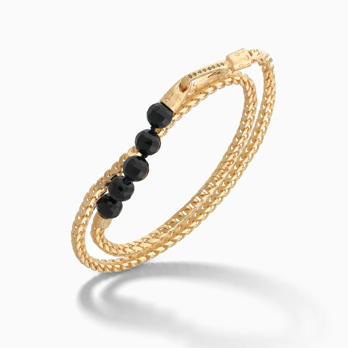 ULYSSES 5-BEAD DOUBLE CHAIN BRACELET WITH DIAMOND CLASP sold by Marco Dal Maso