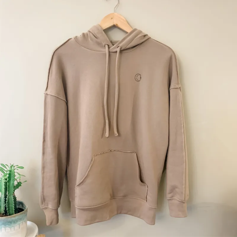 TAN RAW SEAM OVERSIZED HOODIE sold by Temper + Lace