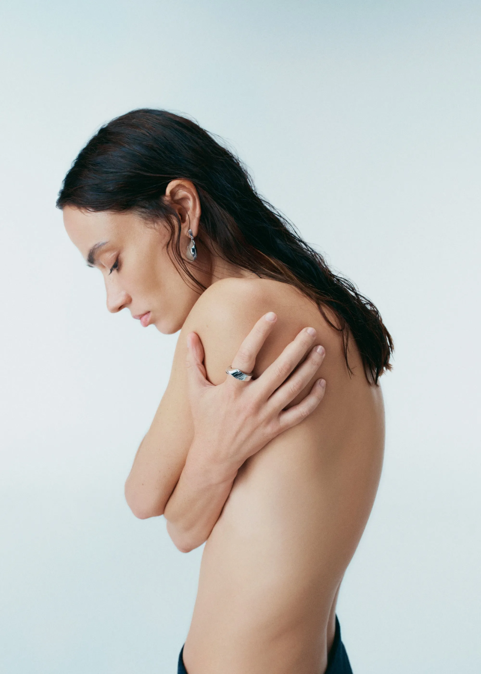 Ormé Earrings - Silver in rhodium with Taupe Leather sold by Polene product image thumbnail 3