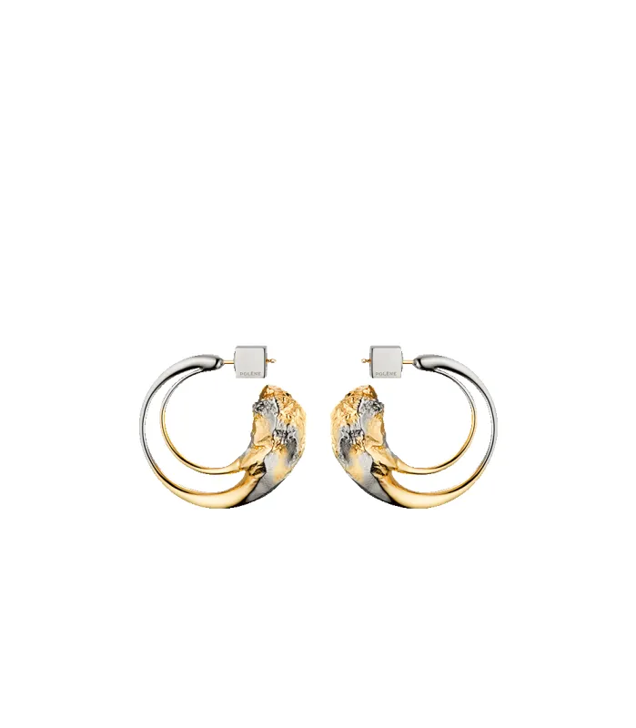 Eroz Hoop Earrings - Duo palladium with 24 carat gold plating sold by Polène