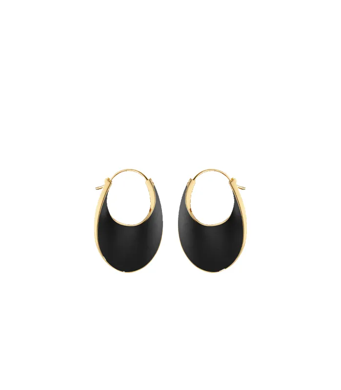 Éole Slim Hoop Earrings - Black Leather sold by Polene
