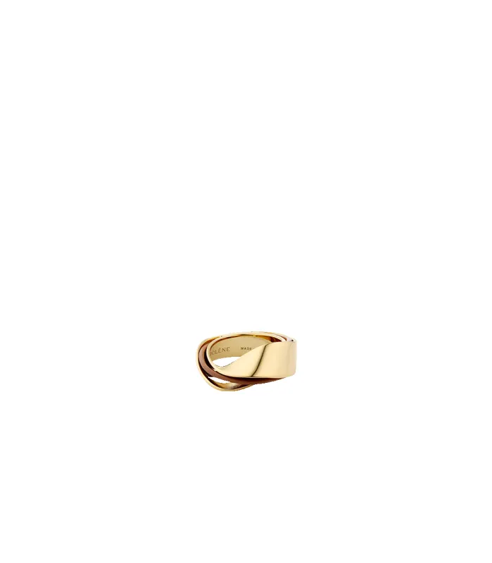 Ormé Ring - Gold Gilded with Camel Leather made by Polene