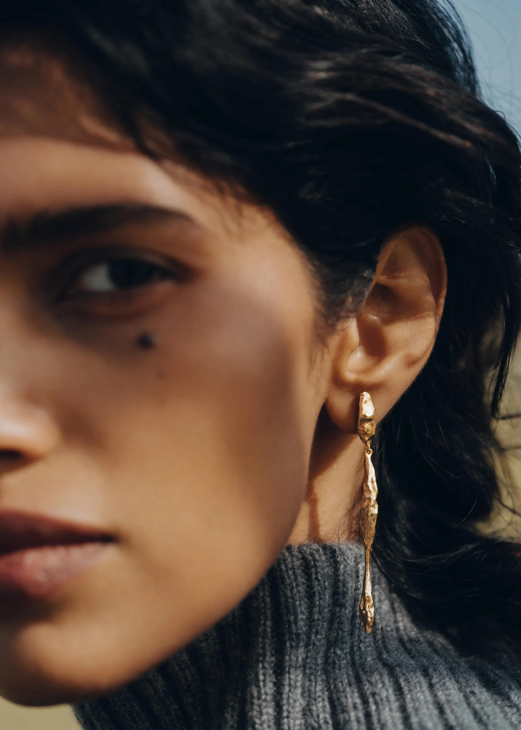 Eroz Drop Earrings - 24 carat gold-gilded edition sold by Polène product image thumbnail 3