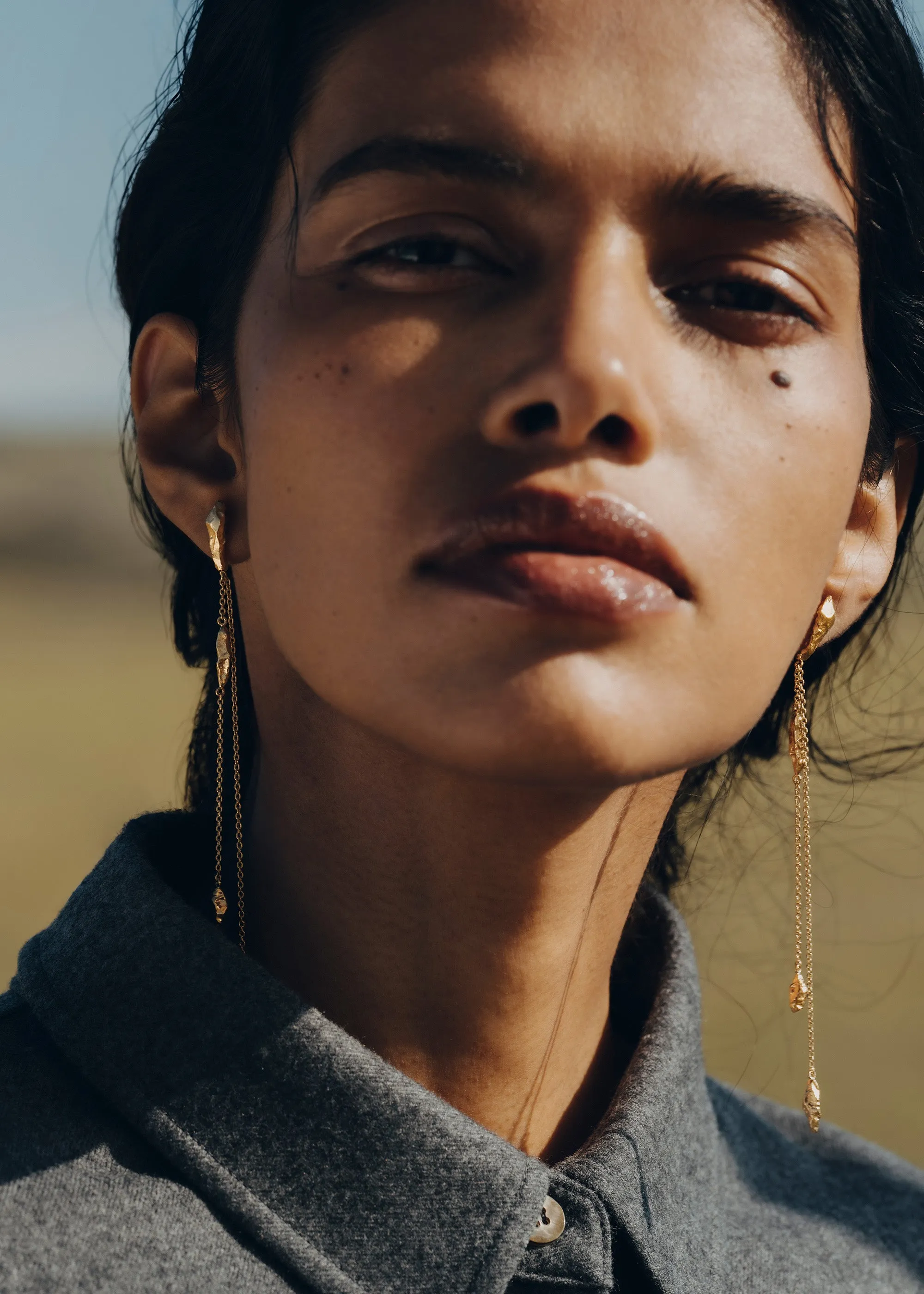 Eroz Chain Earrings - 24 carat gold-gilded edition sold by Polène product image thumbnail 3