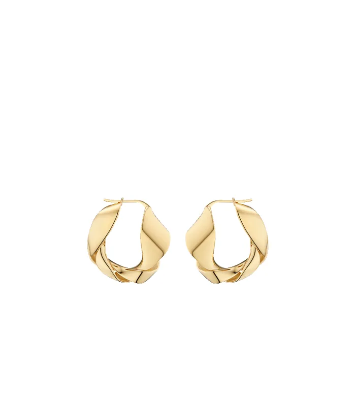 Éole Wavy Hoop Earrings - 24 carat gold-gilded sold by Polene