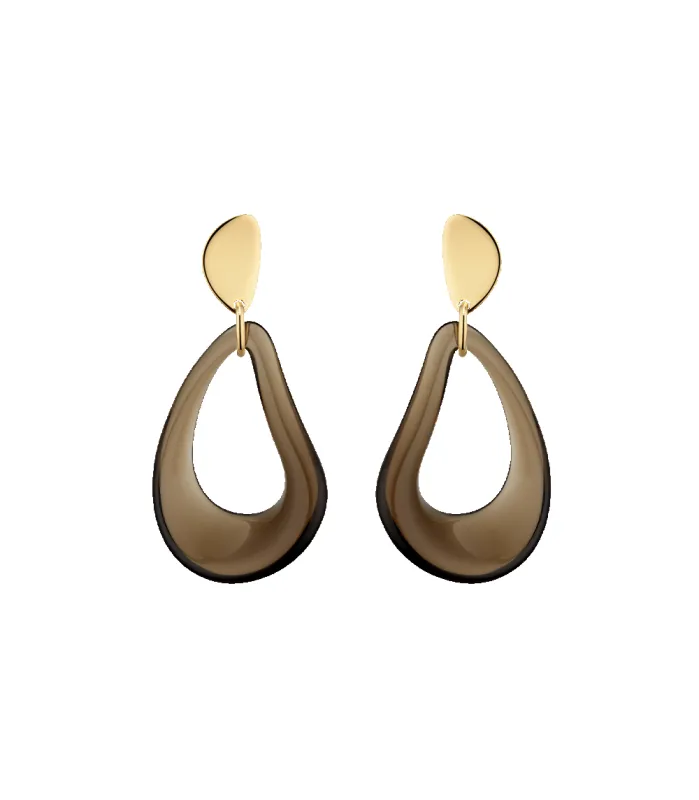 Naé Drop Earrings - Smoked glass made by Polene