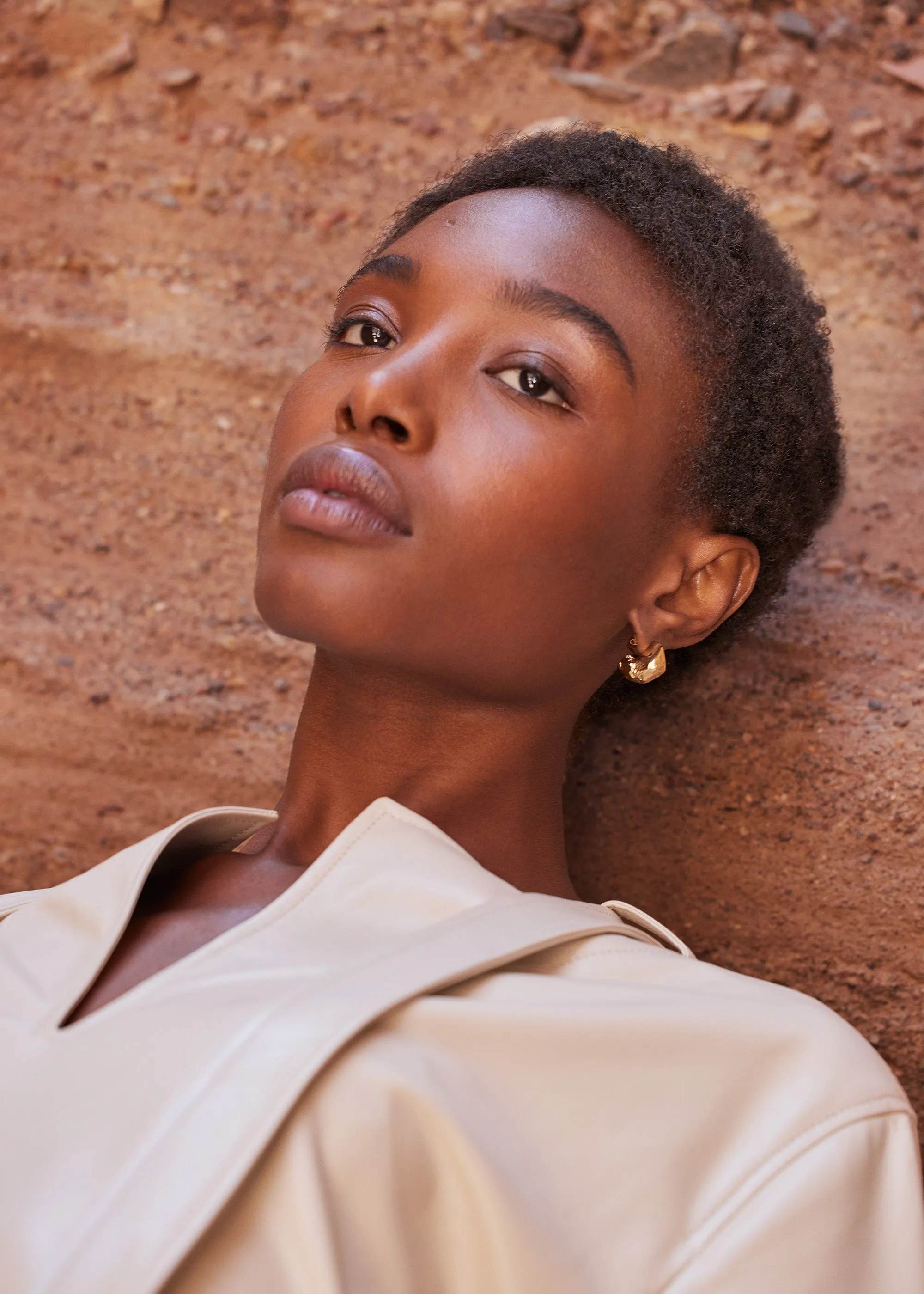 Eroz Stud Earrings - 24 carat gold gilded sold by Polène product image thumbnail 2