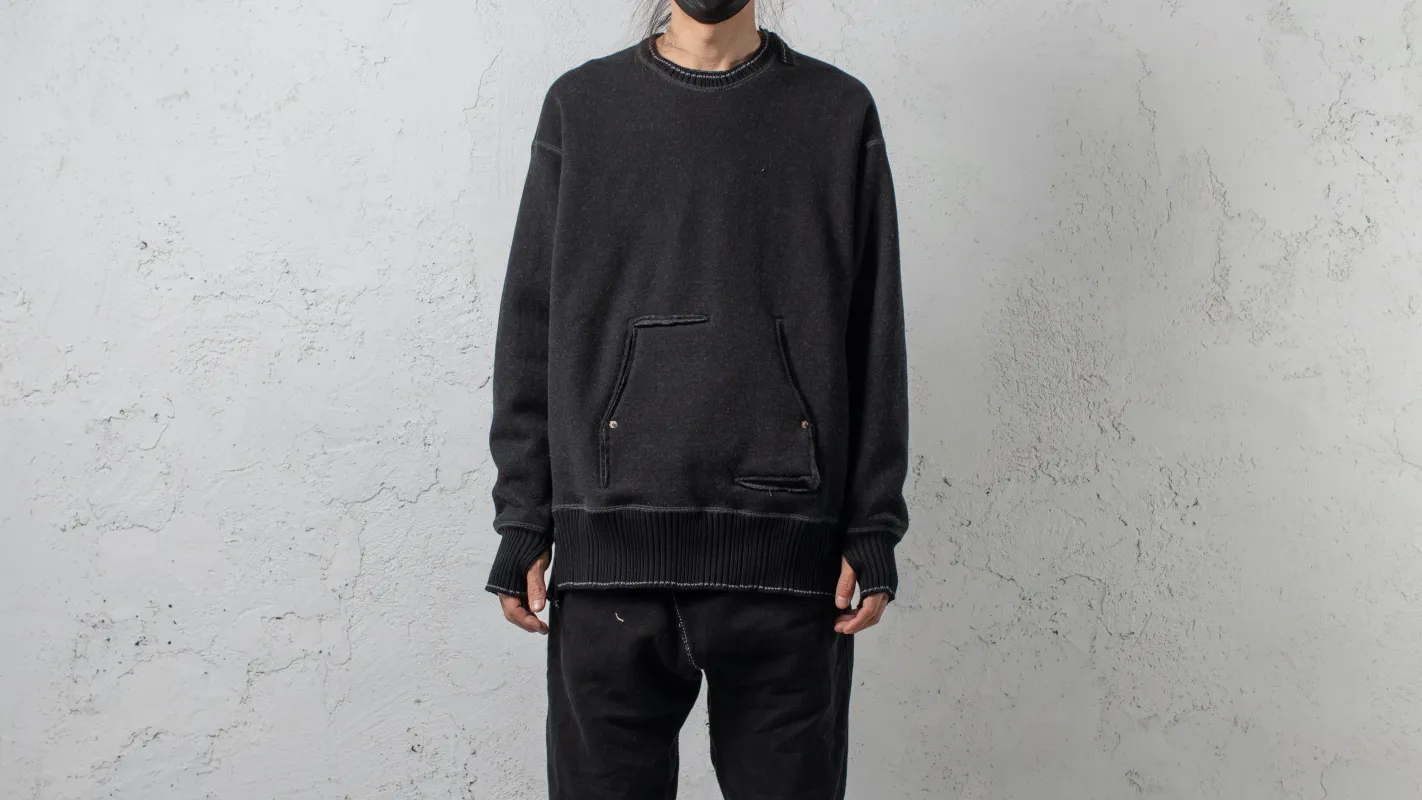<span>23.2</span><span>MEN'S</span><span>"DISPLACEMENT"</span>CREWNECK SWEAT PARKA<BR>CASHMERE BLANKET<BR>BLACK made by taichi murakami