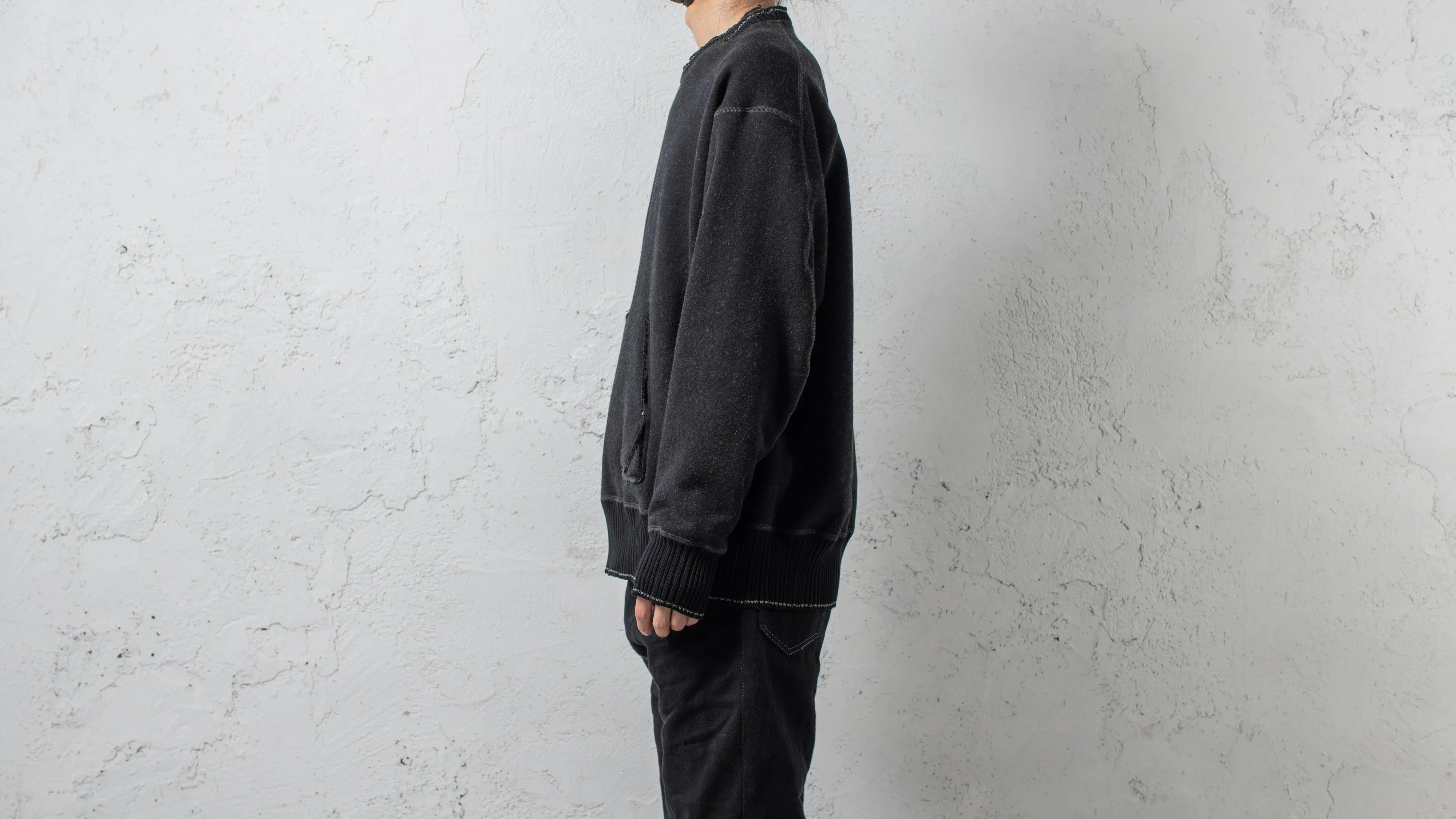 <span>23.2</span><span>MEN'S</span><span>"DISPLACEMENT"</span>CREWNECK SWEAT PARKA<BR>CASHMERE BLANKET<BR>BLACK sold by taichi murakami product image thumbnail 3