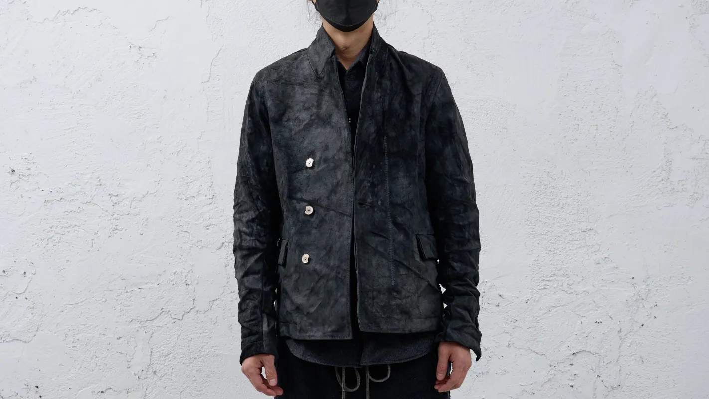 <span>26.2</span><span>"BASIC"</span>DOUBLE BREASTED WORK BLAZER<br>HORSE FULL GRAIN<br>BLACK REVERSE sold by taichi murakami