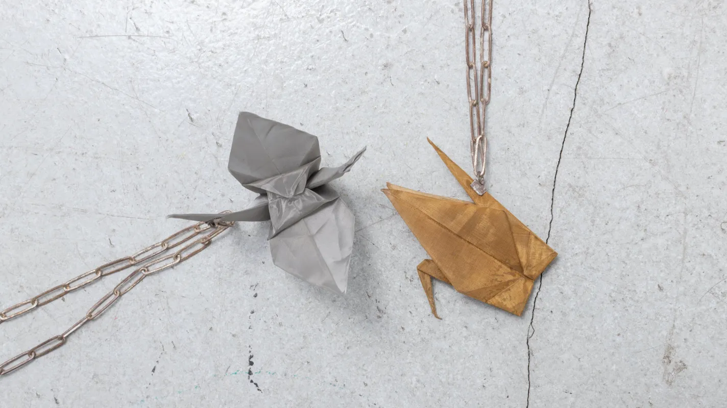 <span>22.2</span><span>" ORIGAMI "</span>TSURU NECKLACE<BR>METAL sold by taichi murakami