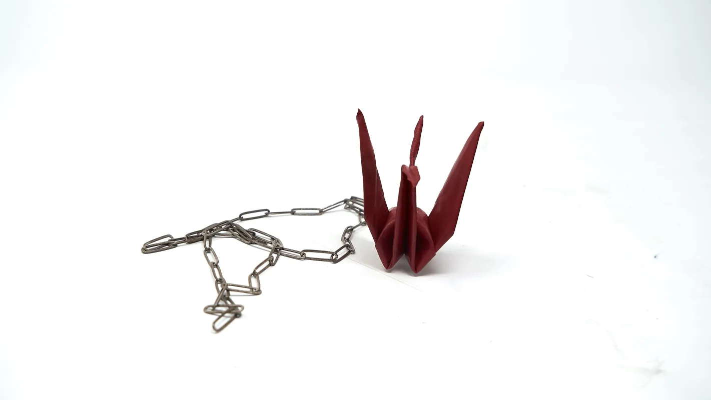 <span>22.1</span><span>" ORIGAMI "</span>TSURU NECKLACE<BR>LEATHER sold by taichi murakami