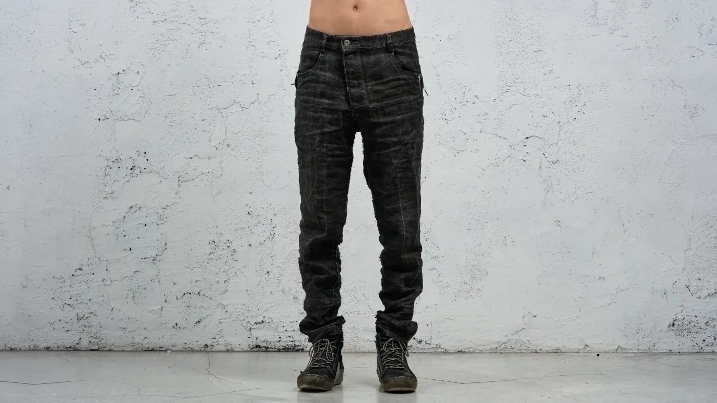 <span>27.1</span><span>"DISPLACEMENT"</span>JEANS<br>PRINTED LINEN LIGHT<br>CARBON made by taichi murakami