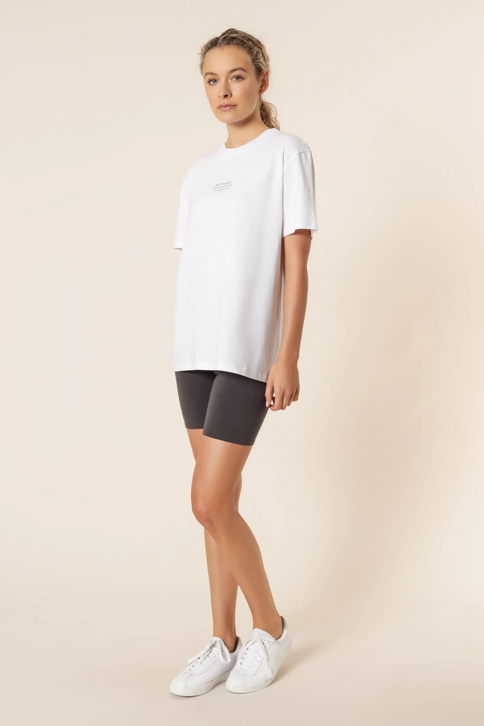 NUDE CLASSICS SLOGAN BF TEE sold by Nude Lucy