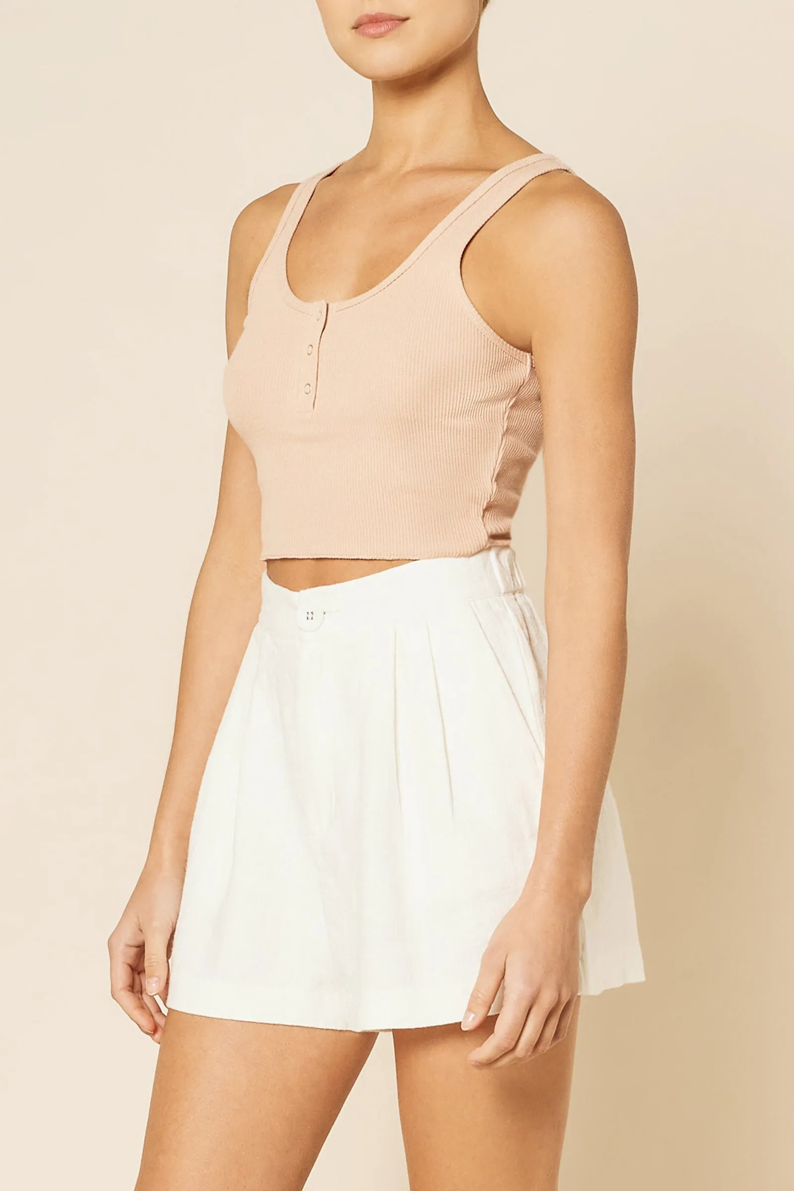 JADE BUTTON FRONT WAFFLE TANK sold by Nude Lucy product image thumbnail 3