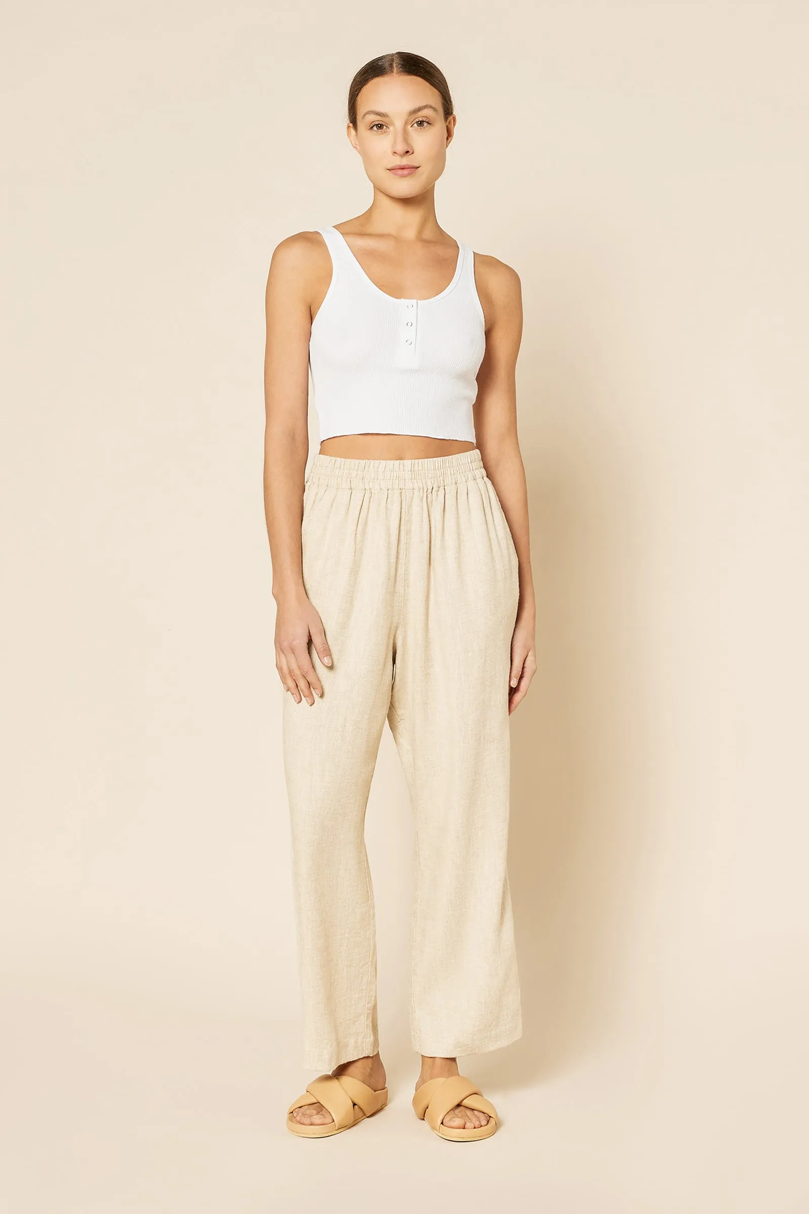 JADE BUTTON FRONT WAFFLE TANK sold by Nude Lucy