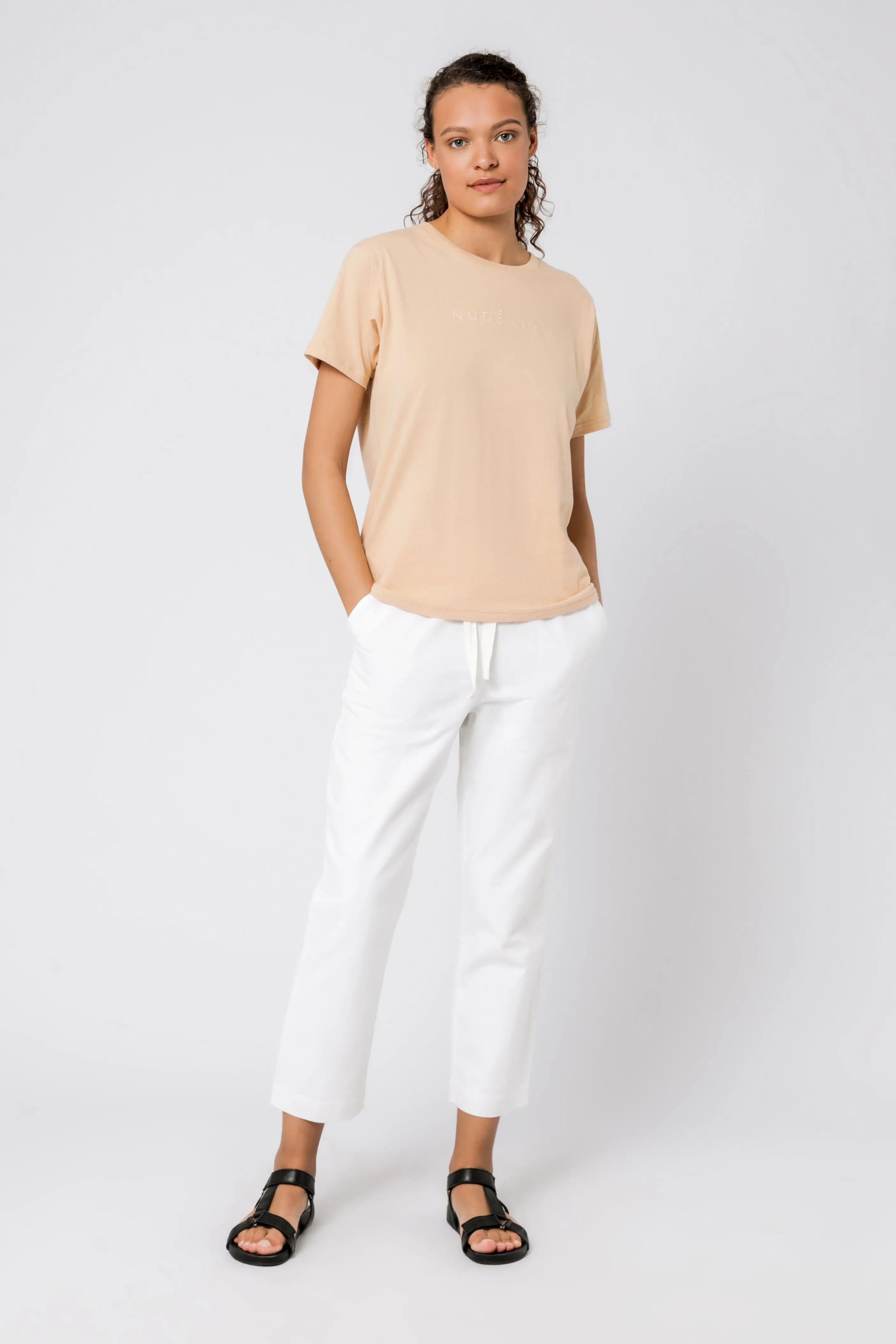 NUDE LUCY EMBROIDERED SLOGAN TEE sold by Nude Lucy