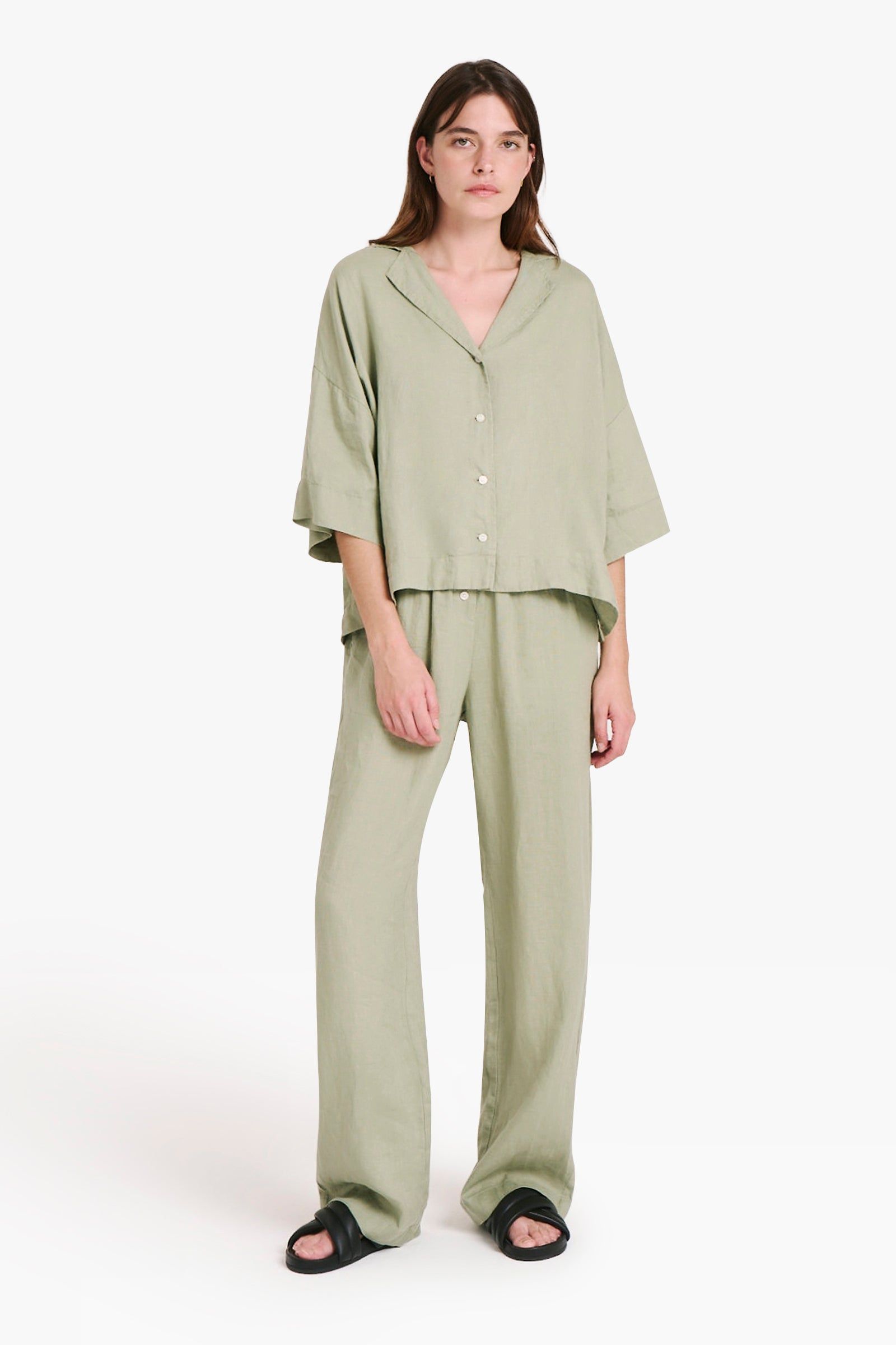 LOUNGE LINEN SHIRT & PANT SET sold by Nude Lucy