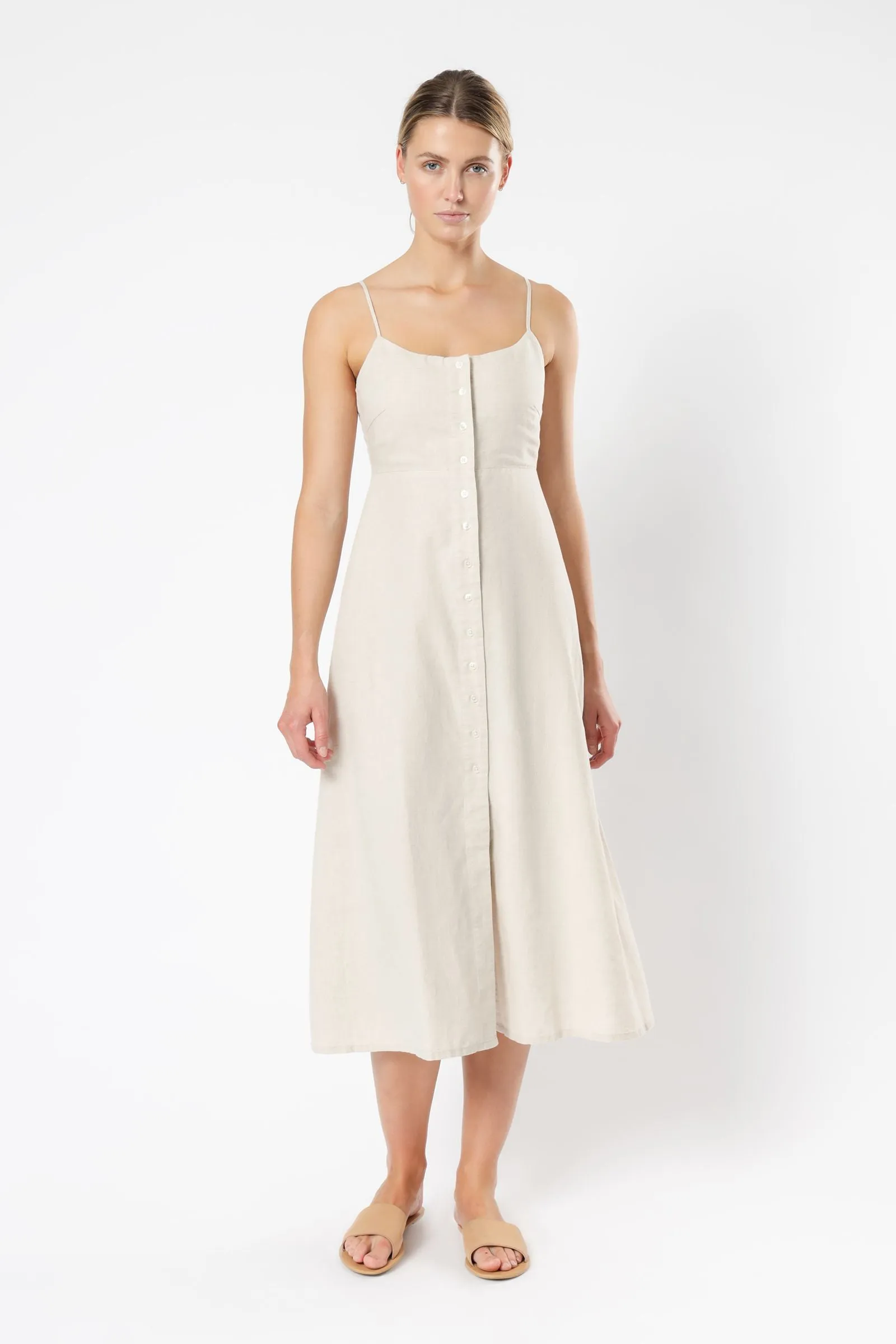 DREW LINEN MIDI DRESS sold by Nude Lucy