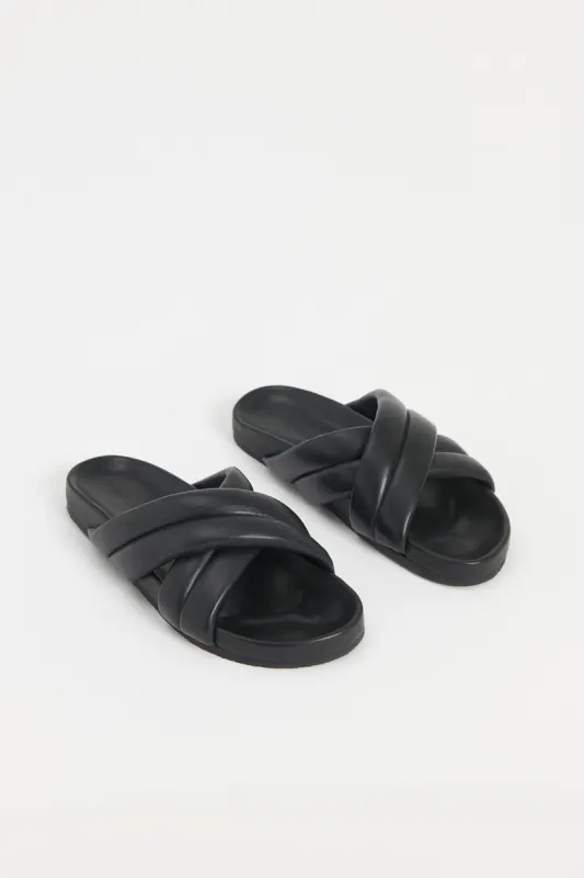 CROSSOVER LEATHER SLIDE sold by Nude Lucy
