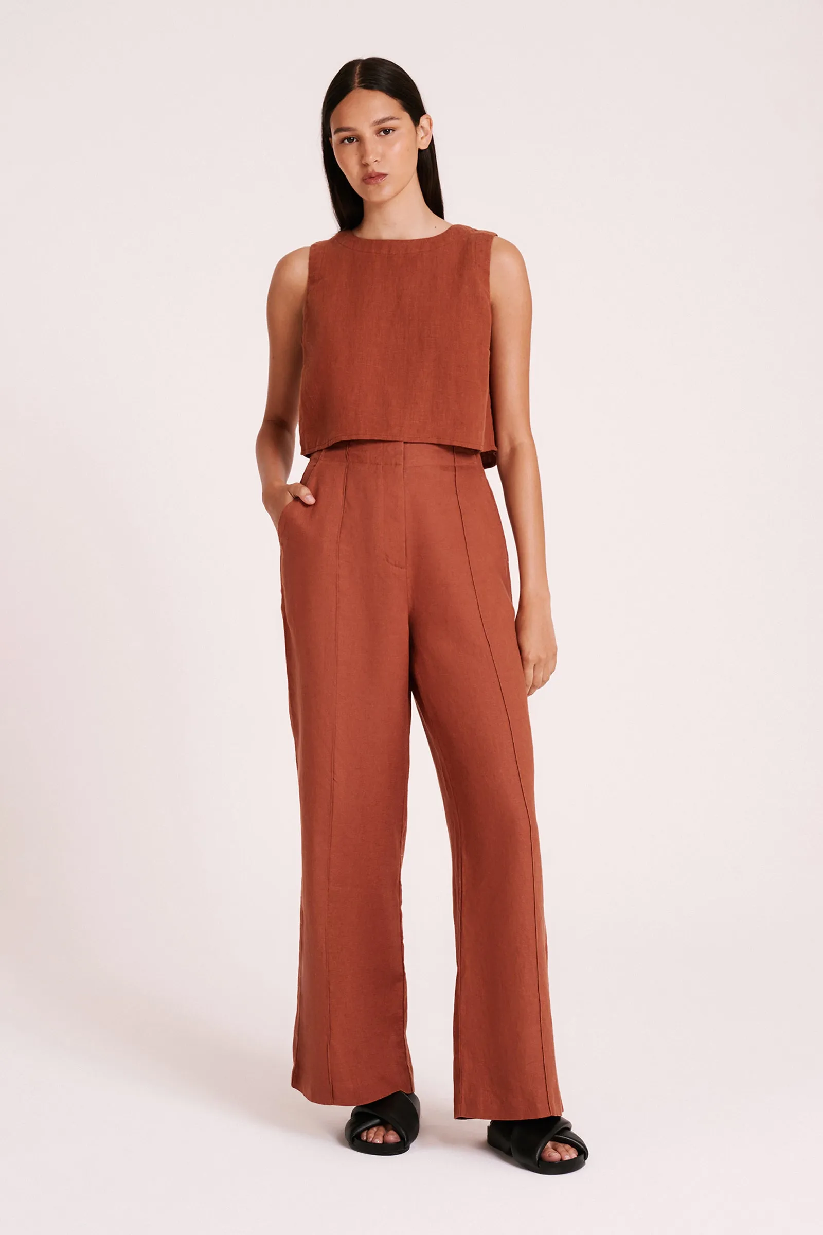 AMANI TAILORED LINEN PANT sold by Nude Lucy