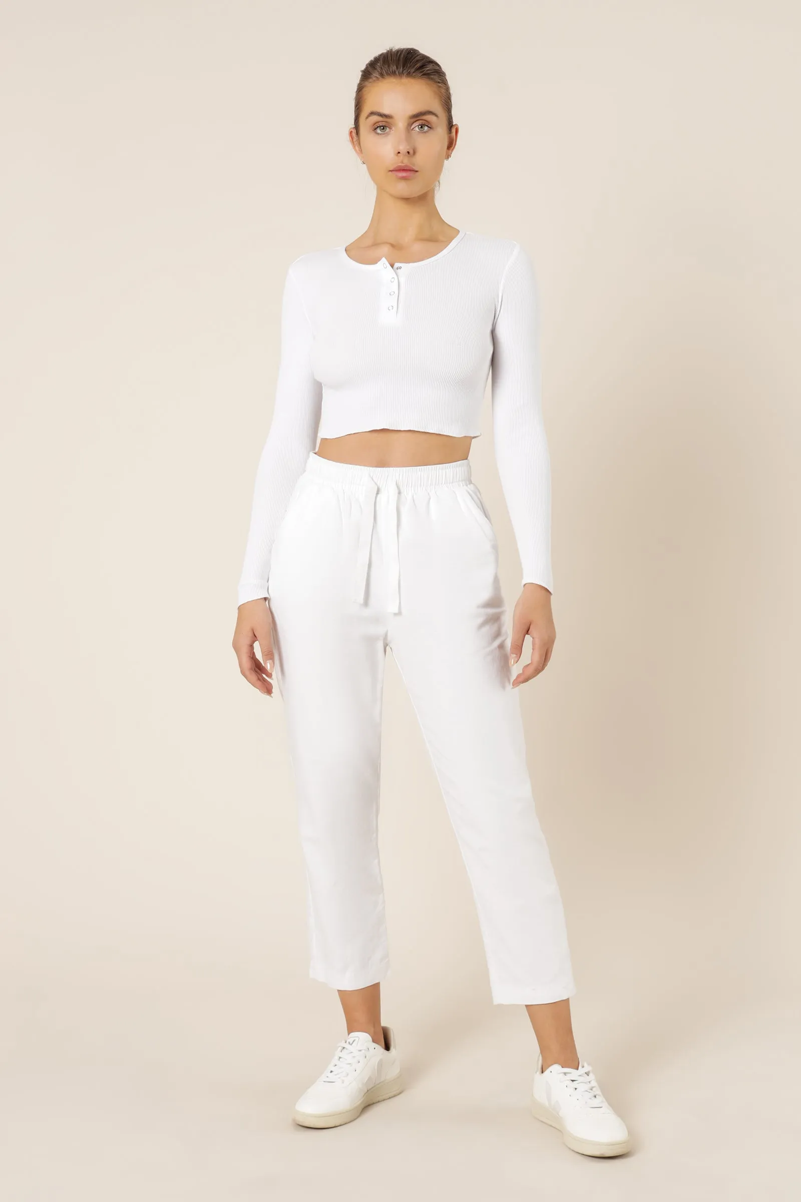 FRIDA LS HENLEY WAFFLE TOP sold by Nude Lucy